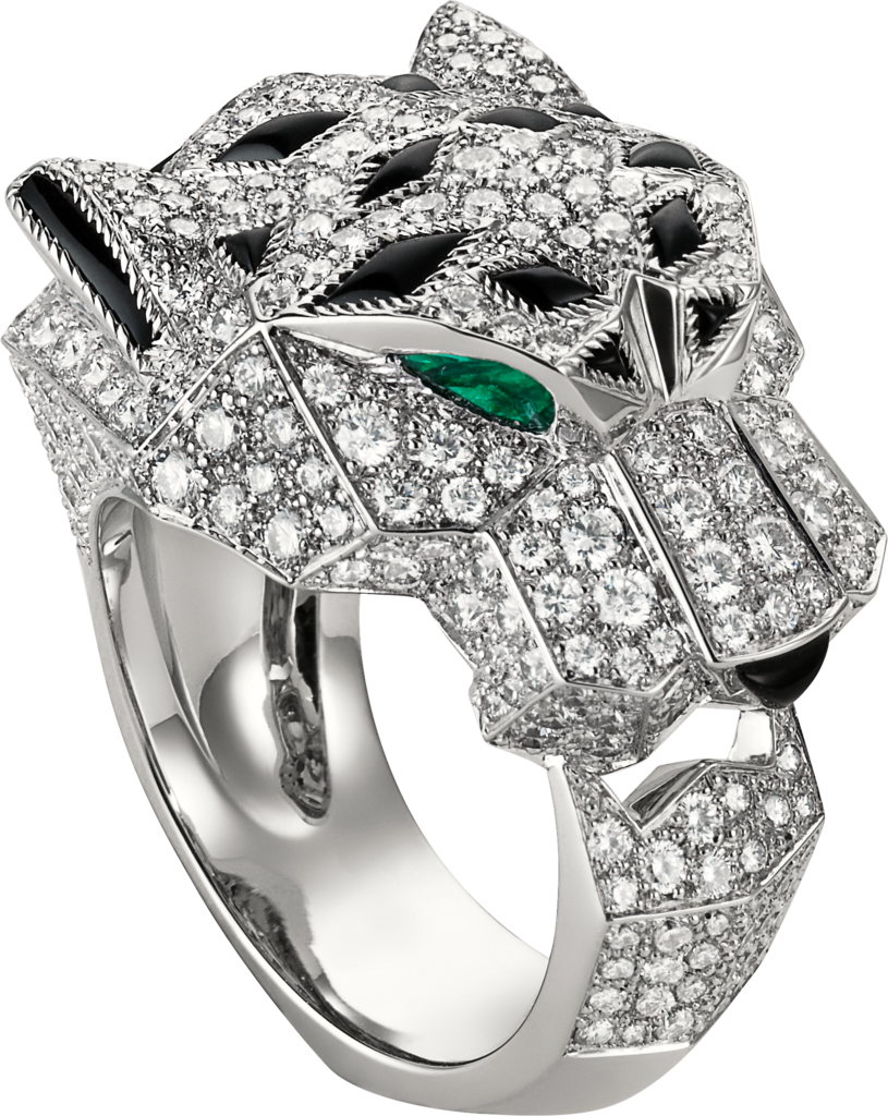 Panthère de Cartier ringWhite gold, diamonds, emeralds, onyx