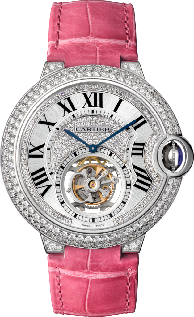 Ballon Bleu de Cartier Flying Tourbillon watch39mm, hand-wound mechanical movement, white gold, diamonds