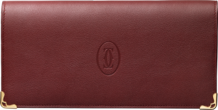 Zipped International Wallet, Must de Cartier Burgundy calfskin, golden finish