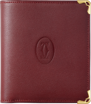 Multiple Wallet, Must de Cartier Burgundy calfskin, golden finish