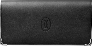 Zipped International Wallet, Must de Cartier Black calfskin, stainless steel finish