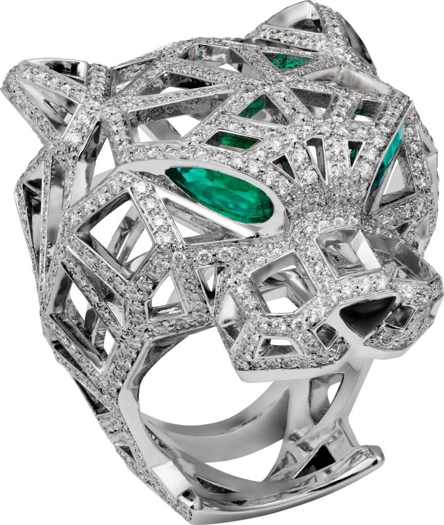 Panthère de Cartier ringWhite gold, emeralds, onyx, diamonds