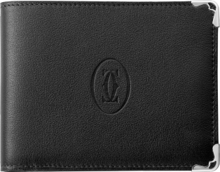 Coin/Banknote/Credit Card Wallet, Must de Cartier Black calfskin, stainless steel finish