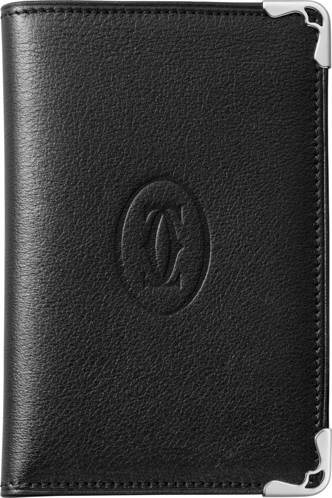 4-Credit Card Holder, Must de CartierBlack calfskin, stainless steel finish