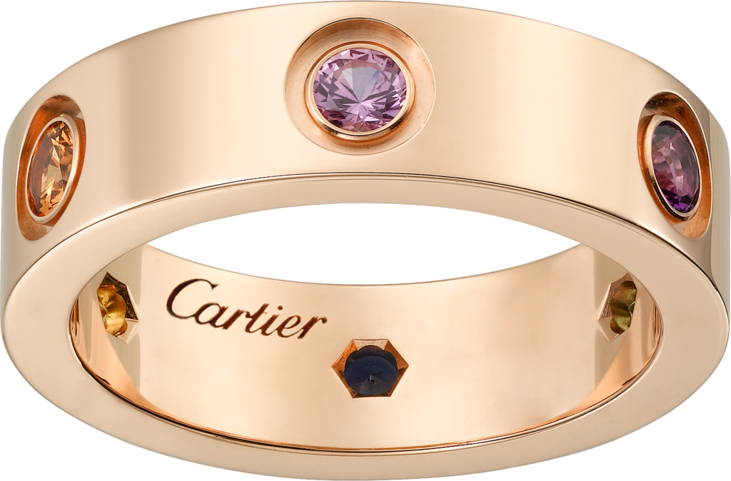 Love ringRose gold, sapphires, garnets, amethyst