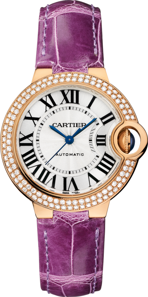 Ballon Bleu de Cartier watch33mm, automatic movement, rose gold, diamonds, leather