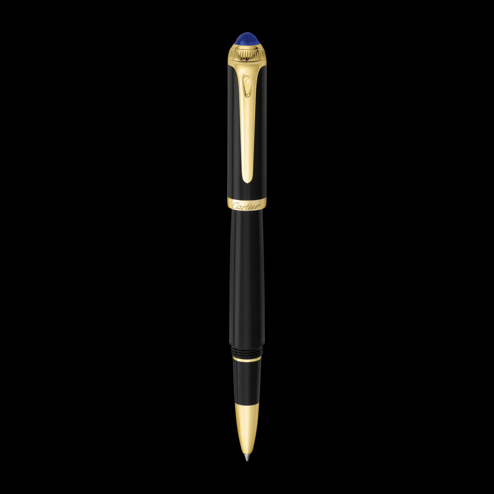 R de Cartier rollerball penBlack composite, yellow golden-finish details